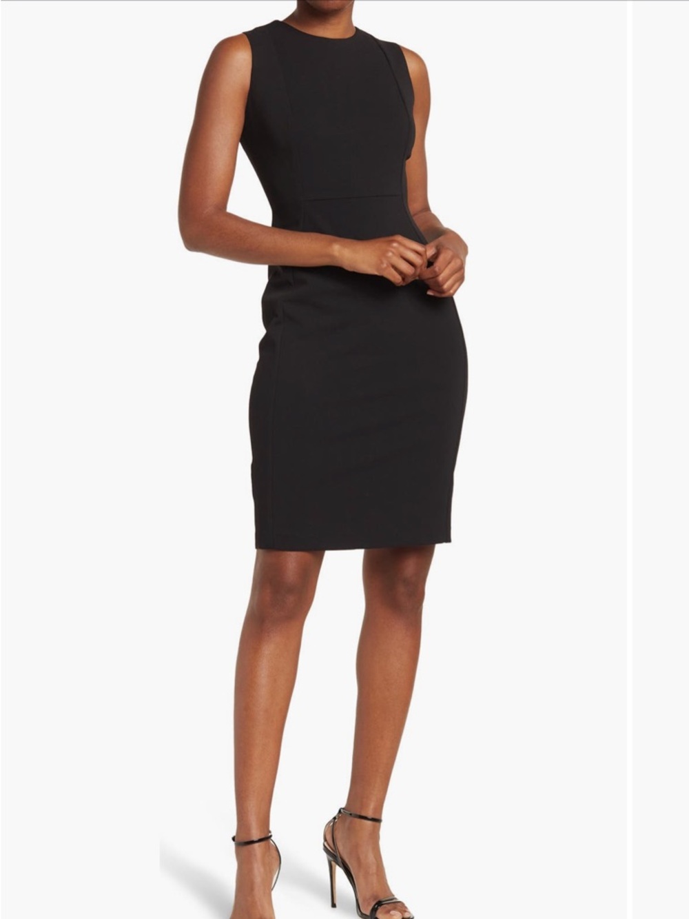 Classic Calvin Klein Black Sheath Dress - Sleek Sleeveless Women's Dress